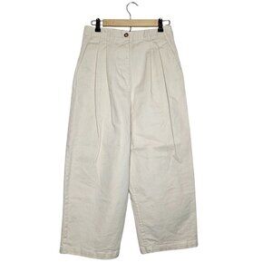 Shaina Mote Boy Trouser Cream Ivory Crop Pants Cotton Stretch Minimal *Flaws 8